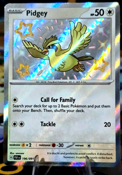 Pokemon Card TCG Pidgey 196/091 Paldean Fates Shiny Rare Holo English Near Mint - Image 2