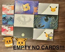 EMPTY/NO CARDS POKEMON BOX LOT GRENINJA CELEBRATIONS CHARIZARD SWSH UPC & ETBS - Image 1