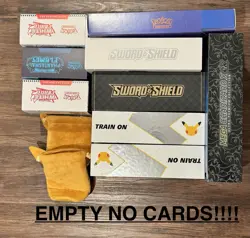 EMPTY/NO CARDS POKEMON BOX LOT GRENINJA CELEBRATIONS CHARIZARD SWSH UPC & ETBS - Image 3