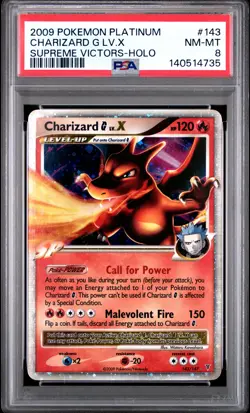 2009 POKEMON PLATINUM SUPREME VICTORS #143 CHARIZARD G LV.X-HOLO PSA 8 - Image 1