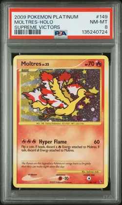 2009 POKEMON PLATINUM SUPREME VICTORS #149 MOLTRES-HOLO PSA 8 - Image 1