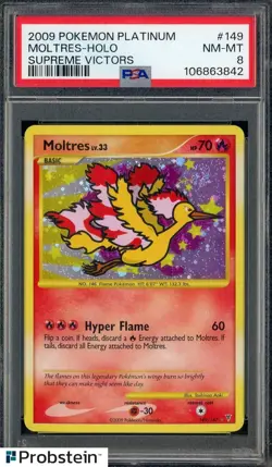 2009 Pokemon Platinum Supreme Victors #149 Moltres Holo PSA 8 NM-MT - Image 1
