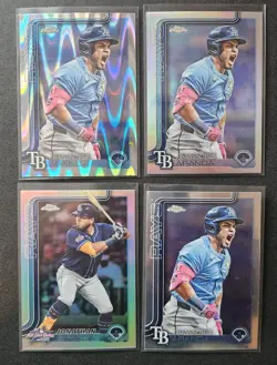 2025 Topps Chrome Jonathan Aranda Tampa Bay Rays 4 Card Lot - Image 1