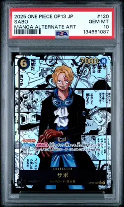 2025 ONE PIECE JPN OP13-CARRYING ON HIS WILL MANGA ALTERNATE ART SABO PSA 10 - Image 1