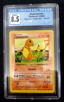1999 Pokemon Base Set Charmander Shadowless CGC 8.5 NM/MINT+ - Image 1