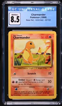 Pokemon Charmander 1999 Base Set 46/102 CGC 8.5 NM/Mint English - Image 1