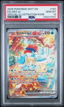 Keldeo EX 2025 Pokemon Scarlett & Violet White Flare WHT EN #167 PSA 10 GEM MINT - Image 1