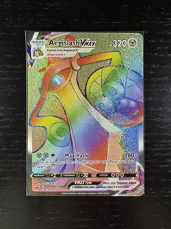 Aegislash VMAX 190/185 Rainbow Secret Rare Vivid Voltage Pokemon TCG N - Image 1