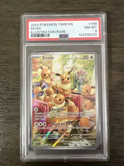 2024 Pokemon TWM EN Eevee IR #188 PSA 8 NM-MT - Image 1