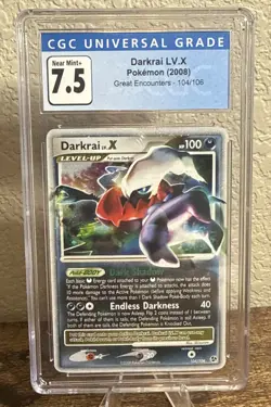 DARKRAI LV. X 104/106 Pokemon Great Encounters 2008 Holo CGC 7.5 Near Mint + - Image 1