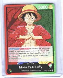 One Piece TCG Monkey D Luffy Pre Errata OP01-003 Leader Romance Dawn M/NM - Image 1