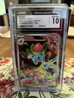 CGC 10 GEM MINT Ivysaur 134/132 Mega Evolution Illustration Rare 2025 Pokemon - Image 1