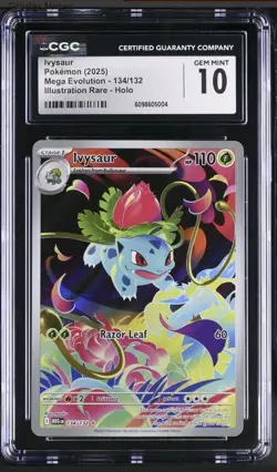 CGC 10 GEM MINT Ivysaur 134/132 Mega Evolution Illustration Rare 2025 Pokemon - Image 1
