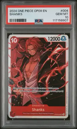 2024 ONE PIECE OP09-EMPERORS IN THE NEW WORLD SHANKS 004 PSA 10 - Image 1