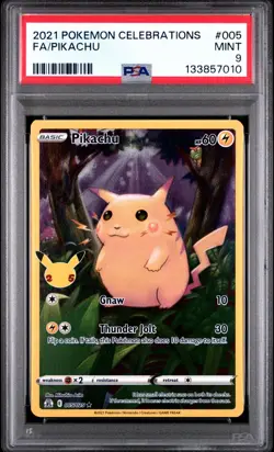 2021 Pokemon Celebrations FA/Pikachu 005 PSA MINT 9 - Image 1