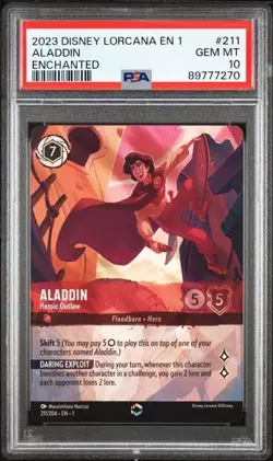 Disney Lorcana 💫 Aladdin Heroic Outlaw First Chapter #211 Enchanted PSA 10 - Image 1