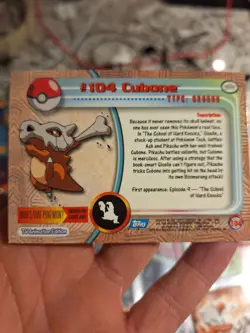 1999 Pokemon Topps Cubone #104 Blue Logo TV Animation Edition Vintage Card - Image 2