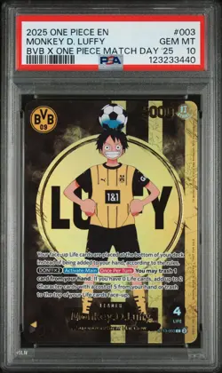ONE PIECE PROMOS #003 MONKEY D. LUFFY BVB X ONE PIECE MATCH DAY '25 PSA 10 - Image 1