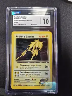 CGC 10 GEM MINT Rocket's Zapdos 2000 Gym Challenge 15/132 Holo Pokemon Card - Image 1