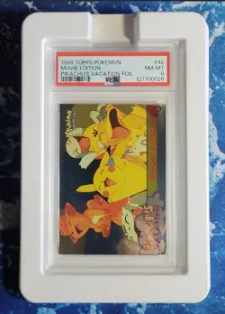 1999 Pikachu's Vacation Foil #42, PSA 8, Topps Pokemon Movie Edition - Image 1