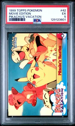 1999 TOPPS POKEMON THE MOVIE EDT PIKACHU'S VACATION #42 MOVIE EDITION PSA 5 - Image 1