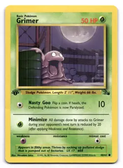 Grimer LP 48/62 1st Edition Fossil Pokemon TCG Regular - Image 1