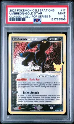 Pokemon TCG Umbreon Gold Star 17/17 Celebrations Classic Collection PSA 9 - Image 1
