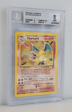 2000 Pokemon Base 2 Unlimited Charizard 4/130 Holo R Beckett BGS Grade 8 NM/MT - Image 2