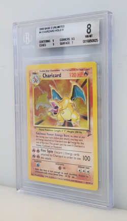 2000 Pokemon Base 2 Unlimited Charizard 4/130 Holo R Beckett BGS Grade 8 NM/MT - Image 3