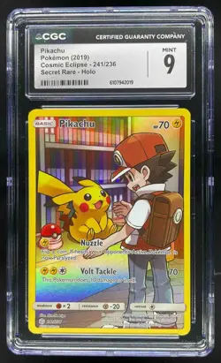 2019 Pokemon Sun & Moon Cosmic Eclipse Pikachu Secret Rare CGC 9 Mint #241/236 - Image 1