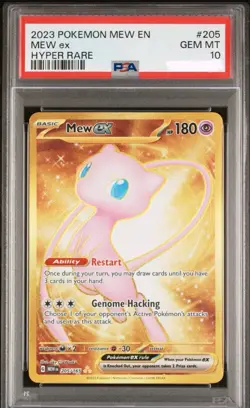 Pokemon Mew EX Gold TCG 205/165 SV 151 Scarlet & Violet Hyper Rare Holo PSA 10 - Image 1