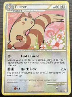 Furret 21/123 Pokemon TCG Heartgold & Soulsilver Rare Lightly Played LP - Image 1