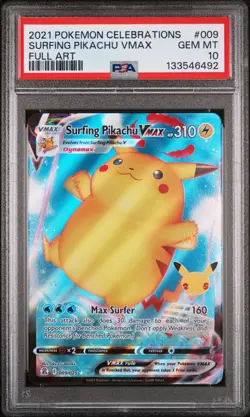 Surfing Pikachu Vmax 009 Celebrations Pokemon PSA 10 - Image 1