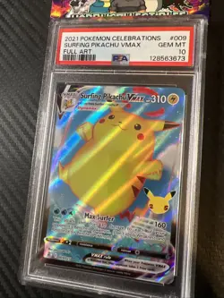 Pokemon Celebrations Surfing Pikachu VMAX PSA 10 Gem Mint Holo Rare Card 009/025 - Image 2