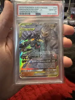 3779 Marshadow & Machamp GX 2019 Pokemon Sun Moon Unbroken Bonds #82 PSA 10 - Image 1