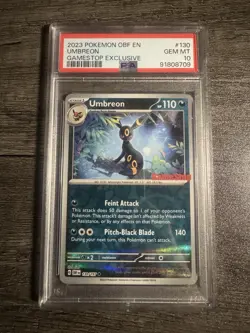 Pokemon PSA 10 2023 Umbreon #130/197 Obsidian Flames Gamestop Promo Reverse Holo - Image 1