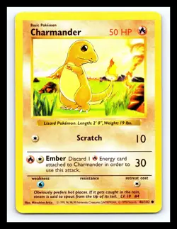 💥 Charmander | Pokemon TCG 1999 | (Shadowless Set) Non Holo Vintage # 46/102 - Image 1
