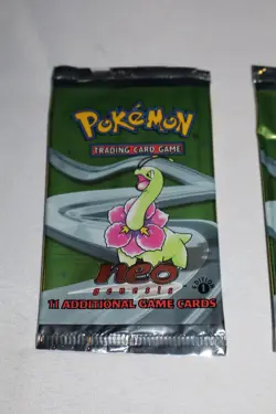 Set 4 Empty 2000 Pokemon Neo Genesis Booster Wrappers Pack CCG RARE 1st Edition - Image 2