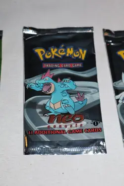 Set 4 Empty 2000 Pokemon Neo Genesis Booster Wrappers Pack CCG RARE 1st Edition - Image 4