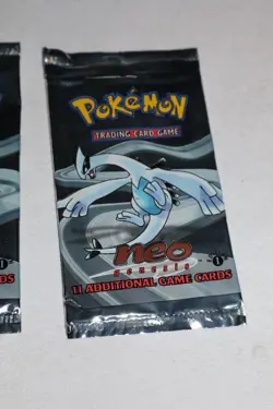 Set 4 Empty 2000 Pokemon Neo Genesis Booster Wrappers Pack CCG RARE 1st Edition - Image 5