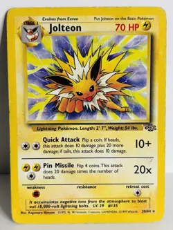 Jolteon 20/64 Pokemon Jungle Unlimited Rare Card WOTC 1999 Non Holo - Image 1