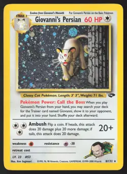Pokemon TCG | Giovanni's Persian 8/132 | Gym Challenge | Lightly Played #2 - Image 1