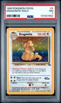 DRAGONITE 4/62 PSA 7 1999 WOTC FOSSIL HOLO POKEMON CARD ENGLISH - Image 1