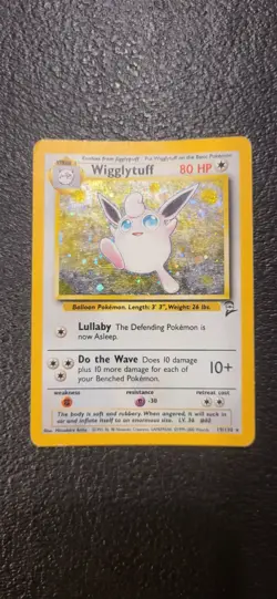 Pokemon TCG Wigglytuff Base Set 2 19/130 Unlimited Holo Rare MP - Image 1