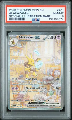 2023 POKEMON MEW EN-151 SPECIAL ILLUSTRATION RARE #201 ALAKAZAM EX PSA 8 - Image 1