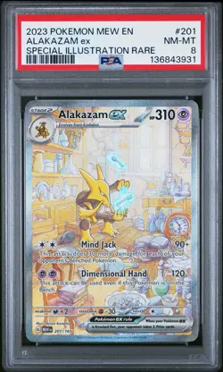 2023 POKEMON MEW EN-151 SPECIAL ILLUSTRATION RARE #201 ALAKAZAM EX PSA 8 - Image 1
