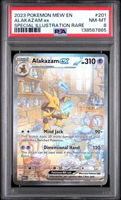 2023 POKEMON MEW EN-151 SPECIAL ILLUSTRATION RARE #201 ALAKAZAM EX PSA 8 - Image 1