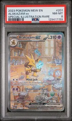 2023 Pokemon Mew EN-151 #201 Alakazam EX Special Illustration Rare PSA 8 - Image 1