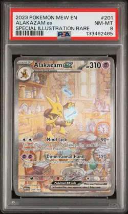 2023 POKEMON MEW EN-151 SPECIAL ILLUSTRATION RARE #201 ALAKAZAM EX PSA 8 - Image 1