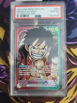 2022 ONE PIECE OP01 #003 MONKEY.D.LUFFY ALTERNATE ART LEADER PSA10 *PRE-ERRATA* - Image 1